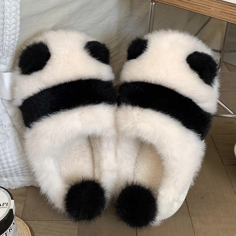 พร้อมส่ง🐼 รองเท้า แพนด้า Slipper สลิปเปอร์ขนนุ่ม 49003