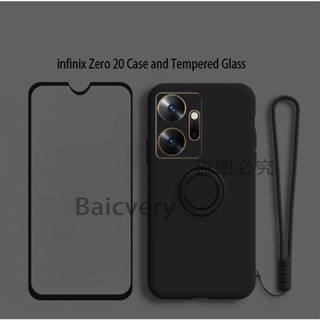 Infinix ZERO 20 (4G) เคสซิลิโคน TPU นิ่ม ที่ใส่แหวนนิ้ว เคสกระจกนิรภัย ป้องกันหน้าจอ