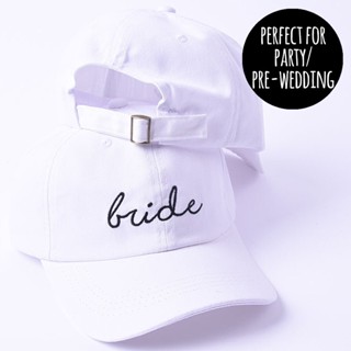 หมวกเจ้าสาว BRIDE Handwriting Embroidery White Baseball Cap