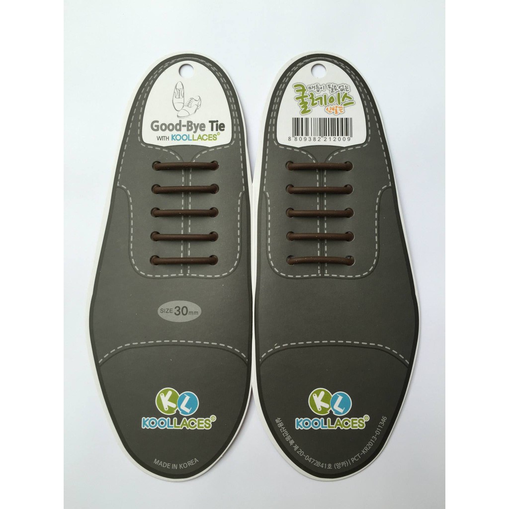 เชือกรองเท้าซิลิโคน koollaces  สำหรับรองเท้าหนัง สีน้ำตาล 3 cm.