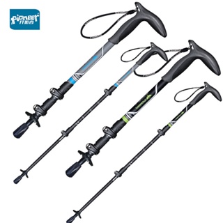 T-handle Walking Stick Carbon Fibers Light 3 Section External Lock Telescopic Mountain-climbing Crutch Outdoor Hiking 46