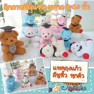 ตุ๊กตาหมีบัญฑิต ใส่ชุดปริญญา พร้อมแพคถุงหูหิ้ว มีทั้งขนาด 8 นิ้ว และ 10 นิ้ว