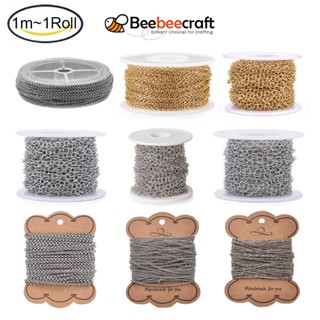 Beebeecraft สายโซ่สเตนเลส 304 ยาว 1-15 ม. สีทอง สําหรับทําเครื่องประดับ