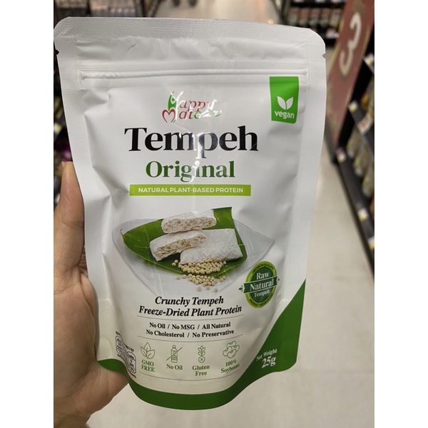 Happy Mate Vegan Tempeh Original Crunchy Tempeh Freeze - Dried Plant Protein 25 G. เทมเป้กรอบ รสออริ