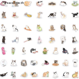 Peacellow สติกเกอร์ ลายการ์ตูนแมวน่ารัก สําหรับตกแต่งไดอารี่ กระเป๋าเดินทาง DIY 50 ชิ้น