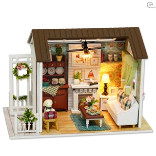 [T&amp;H] บ้านตุ๊กตาจิ๋ว 3D แบบไม้ พร้อมเฟอร์นิเจอร์ ไฟ LED DIY สําหรับเด็ก ของขวัญวันเกิด คริสต์มาส