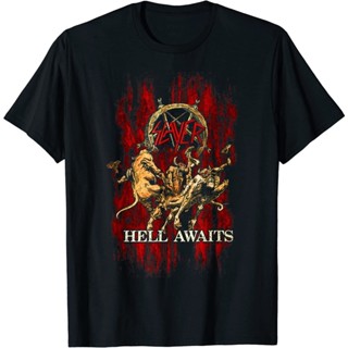 เสื้อยืด ผ้าฝ้าย พิมพ์ลาย Slayer Hell Awaits Jumbo แฟชั่นสําหรับผู้ชาย