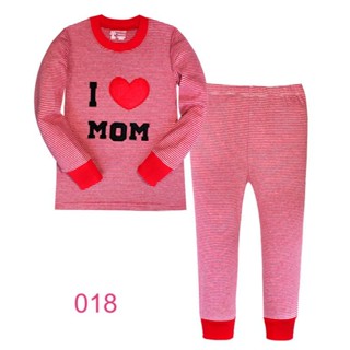 LGLP-6051-LGLP ชุดนอนเด็กหญิง แนวเข้ารูป Slim Fit ผ้า Cotton 100% เนื้อบาง สีชมพู ลายMOM