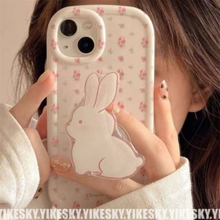 เคสโทรศัพท์มือถือ แบบนิ่ม ลายดอกไม้ และกระต่ายน่ารัก สําหรับ Apple Iphone 14 13 12 11 XR XSMAX