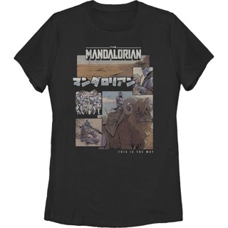 Womens The Mandalorian Comic Book Star Wars Shirt เสื้อยืด เสื้อผู้ชายเท่