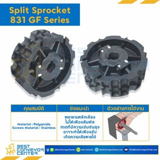 SPROCKET 21Z, BORE 25,30,40 MM., DIA 129.26 MM. FOR CHAIN 831 METERIAL : POLYAMIDE