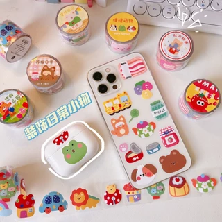 เทปสติ๊กเกอร์ไดคัทน่ารักมาก! สีสันสดใส! ลายการ์ตูน ตกแต่งสมุด ไดอารี่