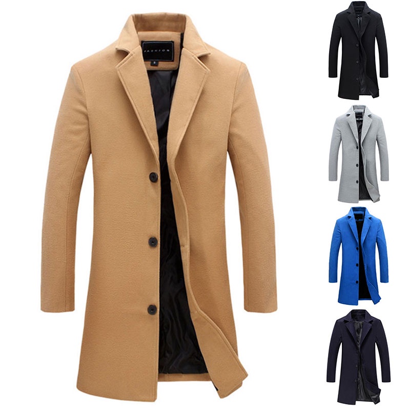 Classic Men's Overcoat Korean style temperament Coat long single-breasted trench coat woolen large size casual style #2