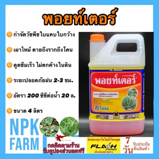 พอยท์เตอร์ กลูโฟซิเนต แอมโมเนียม โซตัส ขนาด 4 ลิตร ฆ่าหญ้า สูตรทนฝน ฆ่าหญ้าใบแคบ ใบกว้าง เผาไหม้ ตายถึงราก ดูดซึมเร็ว