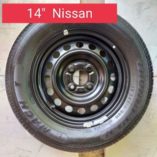 (ราคาต่อเส้น)ล้อกะทะขอบ14 Nissan ดุม 60.1พร้อมยาง Thunderer  ขนาด185/65/R14 ปี19 (3919) สำหรับ NISSAN 4รู100