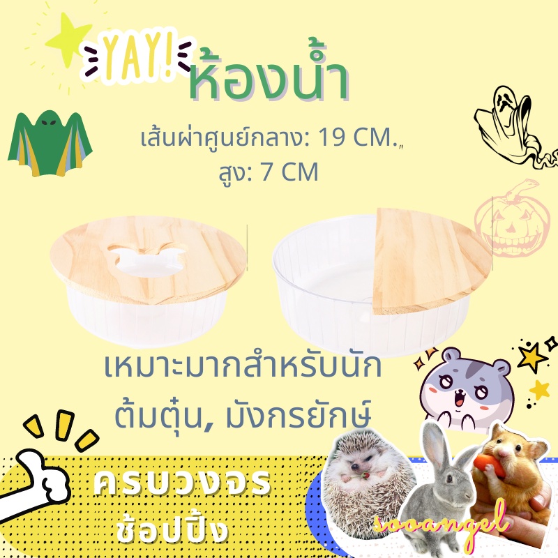 ♥SOOANGEL♥ หนูแฮมสเตอร์อาบน้ำอ่างทรายอุปกรณ์ครบครันห้องอาบน้ํา acrylic เต็มโปร่งใสหมีสีทองขนาดใหญ่ห้องน้ําอาบน้ํา