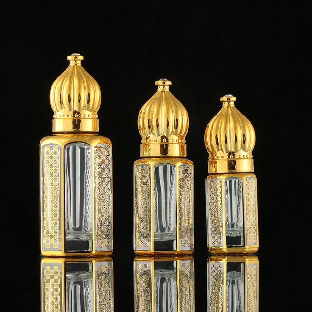 Jarrediw Dropper ขวดคริสตัลทอง 3/6/12ML คอนเทนเนอร์เครื่องสําอางงานแต่งงานตกแต่งตัวอย่าง Vial ที่ว่างเปล่า Mini แก้วขวดน้ําหอม