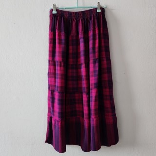 กระโปรงลายสก๊อต (Skirt) สีแดง-ชมพูเข้ม