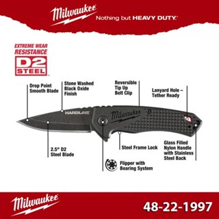 Milwaukee FASTBACK 48-22-1997 ขนาด 2-1/2" EXTREME WEAR RESISTANCE D2 STEEL / Knife มีดพับ งานช่าง