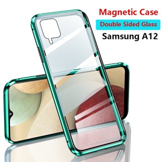 เคสโทรศัพท์มือถือแบบแม่เหล็ก สองด้าน 360 องศา สําหรับ Samsung Galaxy A12 5G A31 A51 A71° เคสฝาพับ ป้องกัน