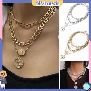 (SPwholesale) สร้อยคอโซ่ ชุบไฟฟ้า หลายชั้น เครื่องประดับ สําหรับผู้หญิง ไปคลับ