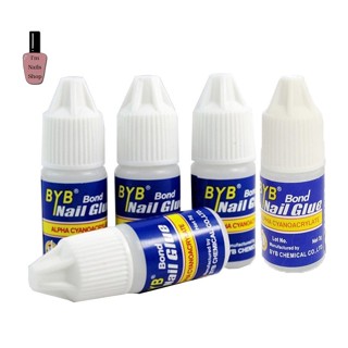 BYB BOND NAIL GLUE กาวติดเล็บปลอม กาวขวดน้ำเงิน ติดแน่น ติดทนนาน 3 กรัม