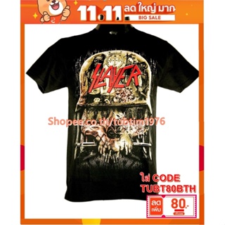 เสื้อวง Slayer เสื้อยืดแฟชั่นวงดนตรี เสื้อวินเทจ สเลเยอร์ SLR1666