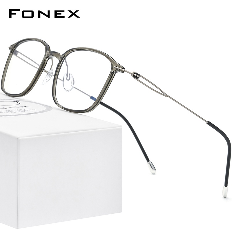 Fonex แว่นตา ไร้สกรู กรอบไทเทเนียมอัลลอย ทรงสี่เหลี่ยม สําหรับผู้หญิง และผู้ชาย F1016
