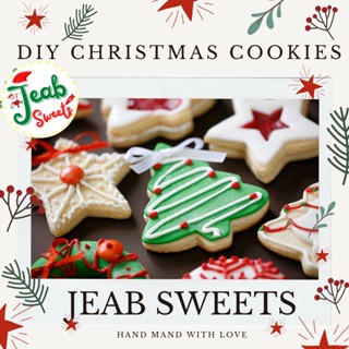 DIY cookies 🎉 christmas cookies🎄คริสมาสคุกกี้ 🎍 คุกกี้แต่งเอง 🎀 คุกกี้เนย+ครีมไอซิ่ง 4 สี+น้ำตาลเรนโบ 2 ห่อ 🎁