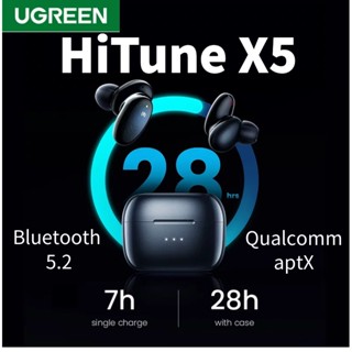 Ugreen HiTune X5 TWS เอฟเฟกต์ซูเปอร์เบส กันน้ํา ไร้สาย บลูทูธ 5.2 หูฟัง 4 ไมค์ CVc 8.0