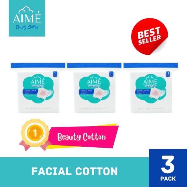 AIME Cotton Pad 90G, เอเม่ สำลีแผ่นทำความสะอาดผิวหน้าห่อใหญ่ ( จำนวน 3 ห่อ)