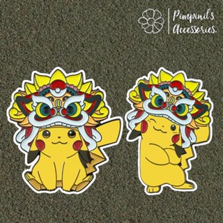 🇹🇭 พร้อมส่ง : 🦁 เข็มกลัดเซ็ทโปเกม่อน ปิกาจูเชิดสิงโต | Pikachu - Pokémon x Lion Dance Enamel Brooch Pin Set.