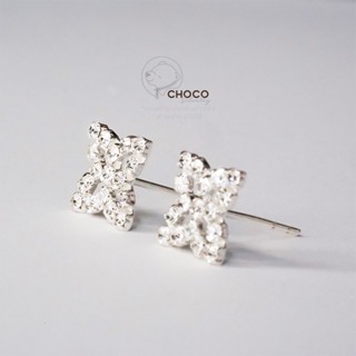 S925 ต่างหูเงินแท้เพชร CZ Sterling silver stud earrings ET50