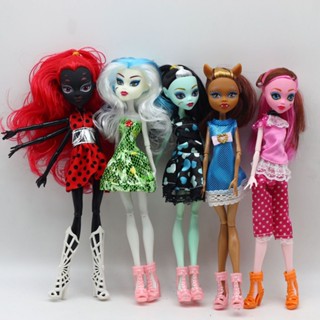 ☋☊Monster High School Doll Elf High School Black Spider-Woman ชุดตุ๊กตาหลายข้อต่อแบบถอดได้