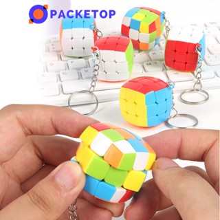 PACKETOP รูบิค 3x3 ที่มีสีสัน มินิ รูบิค ลูกบาศก์ พวงกุญแจ จี้ ของเล่นเพื่อการศึกษา สําหรับเด็ก เด็กผู้ชาย เด็กผู้หญิง Fidget ของเล่น