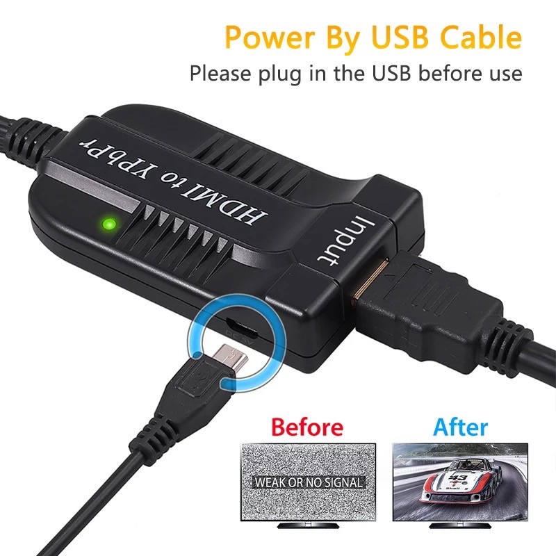 1080P HDMI To Component Converter Scaler HDMI เพื่อ Video Converter HDMI to 5RC