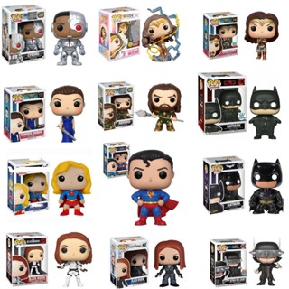 Funko Pop Movies: DC Justice League - Batman Aquaman Wonder Woman Superman Cyborg Shazam Black Widow ของเล่นสะสม