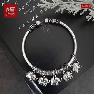 MT กำไลข้อมือเงินแท้ ตุ้งติ้ง ช้าง สไตล์บาหลี ข้อมือ 16, 17, 18 ซม. Solid 925 Sterling Silver Bangle (sbg042-1) MT Jewelry มณีธารา