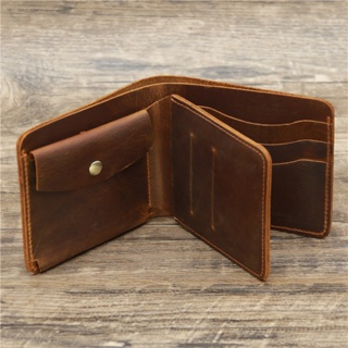 1072 New Arrival Vintage Men&amp;#39;s Genuine Leather Wallet Credit Card Holder Small Wallet Money Bag ID Card Case Mini Pu