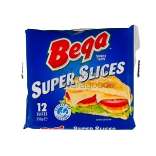 BEGA SUPER SLICES 250g.(12 SLICES ) เบก้า เชดด้าชีสแบบสไลด์ 250 กรัม ( 12 แผ่น) นำเข้าจากออสเตรเลีย