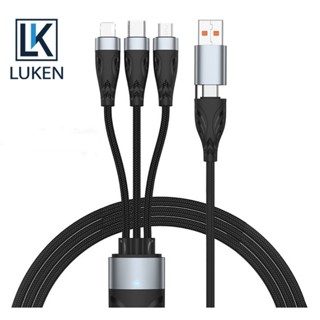 Luken 3 in 1 สายเคเบิลชาร์จ USB C 100W สําหรับ iP 13 12 Pro 11 XR Mac Pro Samsung Xiaomi