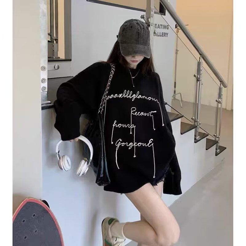 ​เสื้อกันหนาวคอกลม oversize ผ้าดีมาก ใส่สบายๆสไตล์เกาหลี