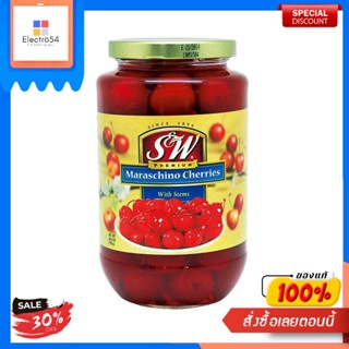 เอสแอนด์ดับบลิว เชอร์รี่ในน้ำเชื่อม แบบมีก้าน 26.5 ออนซ์S&amp;O Cerises au sirop, équeutées, 26,5 oz.