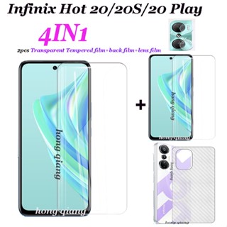 กระจกนิรภัยใส ไร้กรอบ 4 in 1 สําหรับ Infinix Hot 20 Hot 30 Hot 20S Hot 20 Play Hot 11S Hot 10i Hot 30i Hot 9 Play พร้อมกระจกนิรภัยใส 2 ชิ้น และ 1 ชิ้น