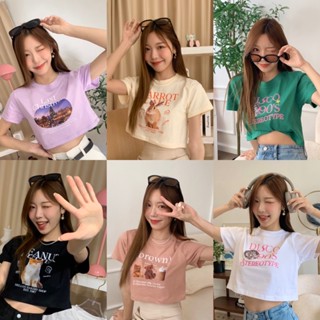 ( 𝟗.𝟏𝟓 ลด 𝟑𝟎% โค้ด 𝟑𝟎𝐃𝐃𝟗𝟏𝟓 ) พร้อมส่ง 🐋 เสื้อยืดทรง crop เนื้อผ้า cotton100% สกรีนพรีเมี่ยม 🐋 ( มีหลายลาย)