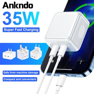 Ankndo อะแดปเตอร์ชาร์จ 35W Dual USB C PD 2 พอร์ต Tpye C ชาร์จเร็ว สําหรับโทรศัพท์มือถือ