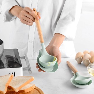 【AG】Spoon Holder Stretchy Anti-slid Base Silicone Practical Heat-resistant Spoon Mat for Home