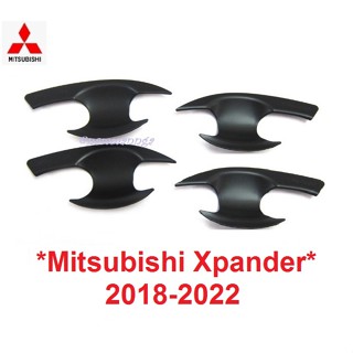 เบ้ารองมือเปิด เบ้ากันรอย MITSUBISHI XPANDER 2018 -2022 มิตซูบิชิ เอ็กแพนเดอร์ ดำด้าน ถาดรองมือเปิดประตู เบ้ามือจับประตู