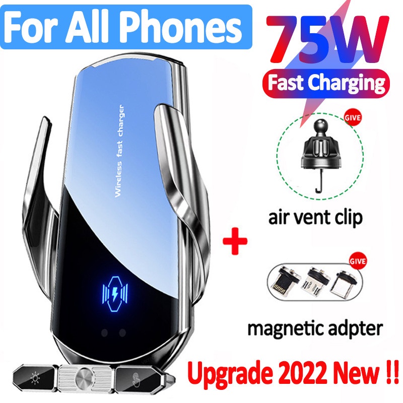 QSJZHY 75W Wireless Charger รถผู้ถือโทรศัพท์ Qi Fast Charging สําหรับ IPhone 14 13 12 Pro Xiaomi Sam