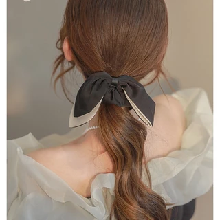 ใหม่สีดําสีขาวกุทัณฑ์ริบบิ้นเชือกผมหางม้าเครื่องประดับผมสําหรับสาวน่ารัก